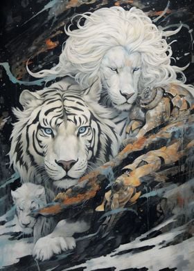 Girl With White Tiger Art