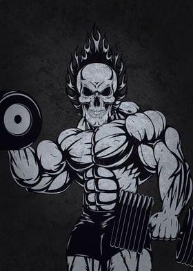 Skull Bodybuilder DB Curl