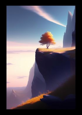 Lone Tree In A Mountain