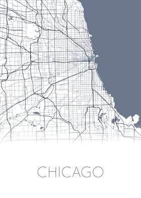 Chicago US white city map