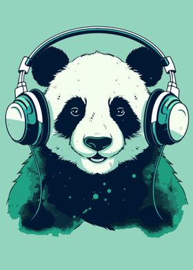 Baby Panda with Headphone