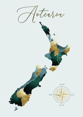 New Zealand Map Art