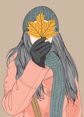 Girl Hold Autumn Leaves