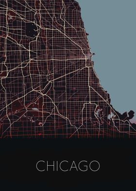 Chicago US red City map