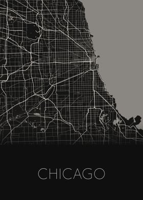 Chicago US black City map