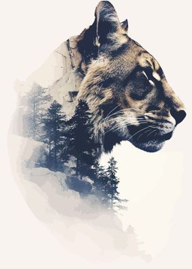 lion and mountain