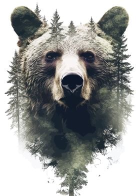 Bear and Forest Landscape