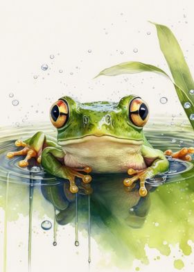 Watercolour Frog Art