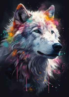 Arctic wolf painting