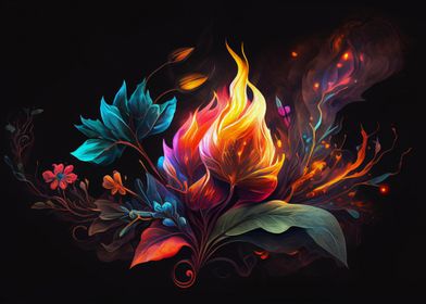 Flame Flower Oil Painting
