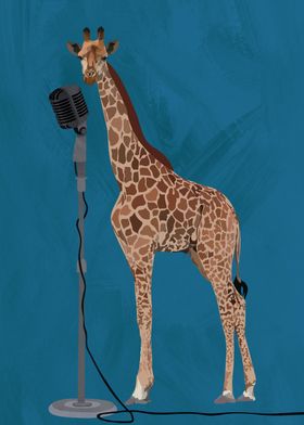 Giraffe on microphone