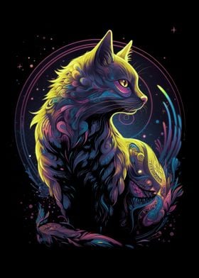 Colorful Neon Cat