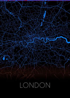 London black blue city map
