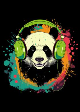 Funny Panda with Headphone