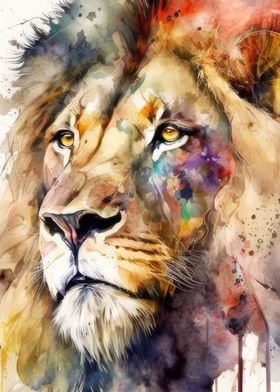 Watercolour Lion Art