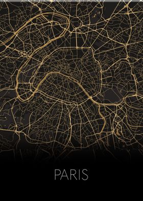 Paris black gold city map