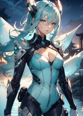 Girl in cyber armor