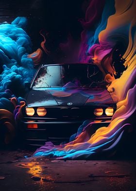 Abstract BMW With Smoke