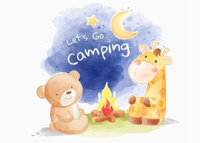 Cartoon with camp fire