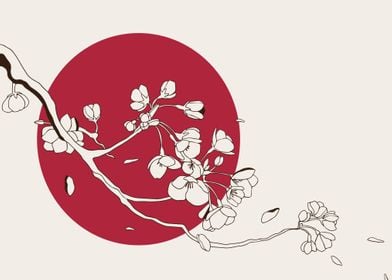 Realistic sakura branch