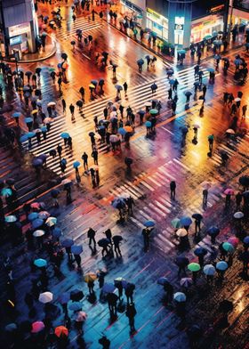 Colorful Umbrella Crossing