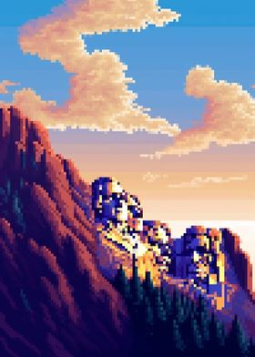 Mount rushmore pixel art