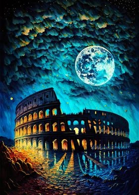 Colosseum of rome painting