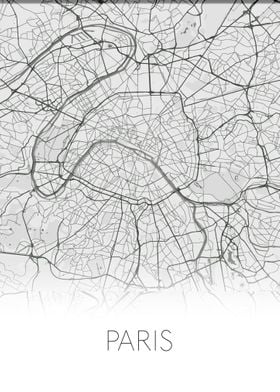 Paris white black city map
