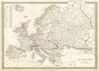 Europe Old Vintage Map