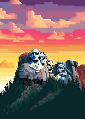 Mount rushmore pixel art