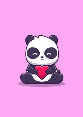 Cute Panda Holding Love