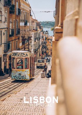 Lisbon Tram Hill Sea