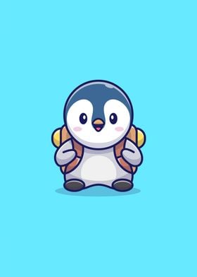 Cute Penguin With Backpack