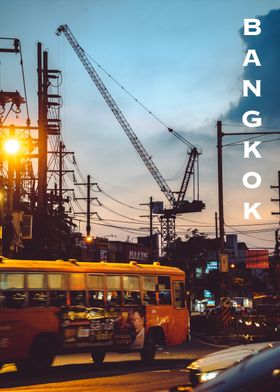 Bus in Bangkoks sunset