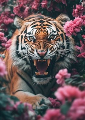Angry Floral Bengal Tiger