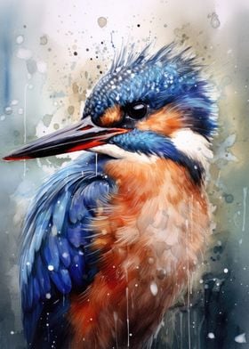 Watercolour Kingfisher Art