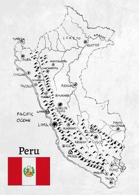 Handdrawn Peru Map