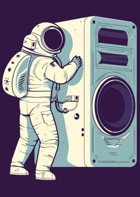 Astronaut Holding Speaker