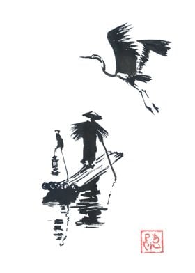 fisherman and stork