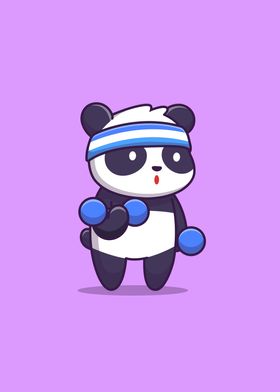 Cute Panda Gym Cartoon