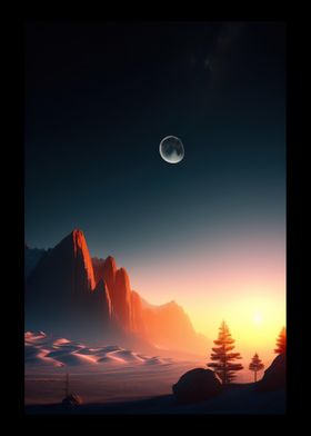 Moon And Mountains