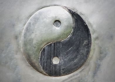 Yin yang on Metal wall