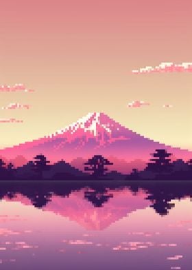 Mount Fuji pixel art