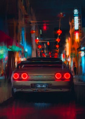 nissan skyline japan night