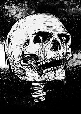 Skeleton Head Black White