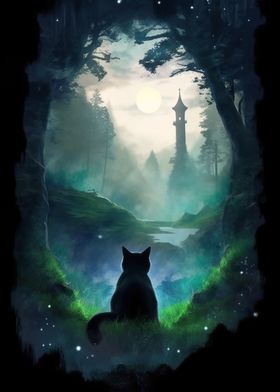 Cat Forest Moon Tower