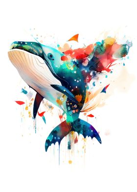 Watercolor Whale Painting