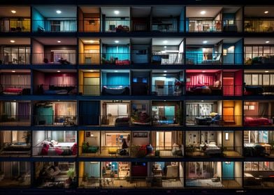 A Nighttime View Balconies