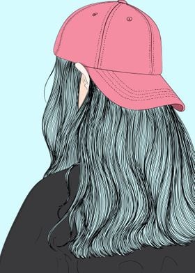 Long Hair Girl Wear a Hat