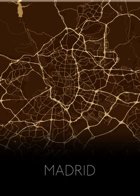 Madrid black gold city map